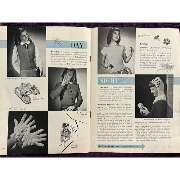 Crocheted pattern book 1940s hat purse gloves beadspread - Picture 11 of 16